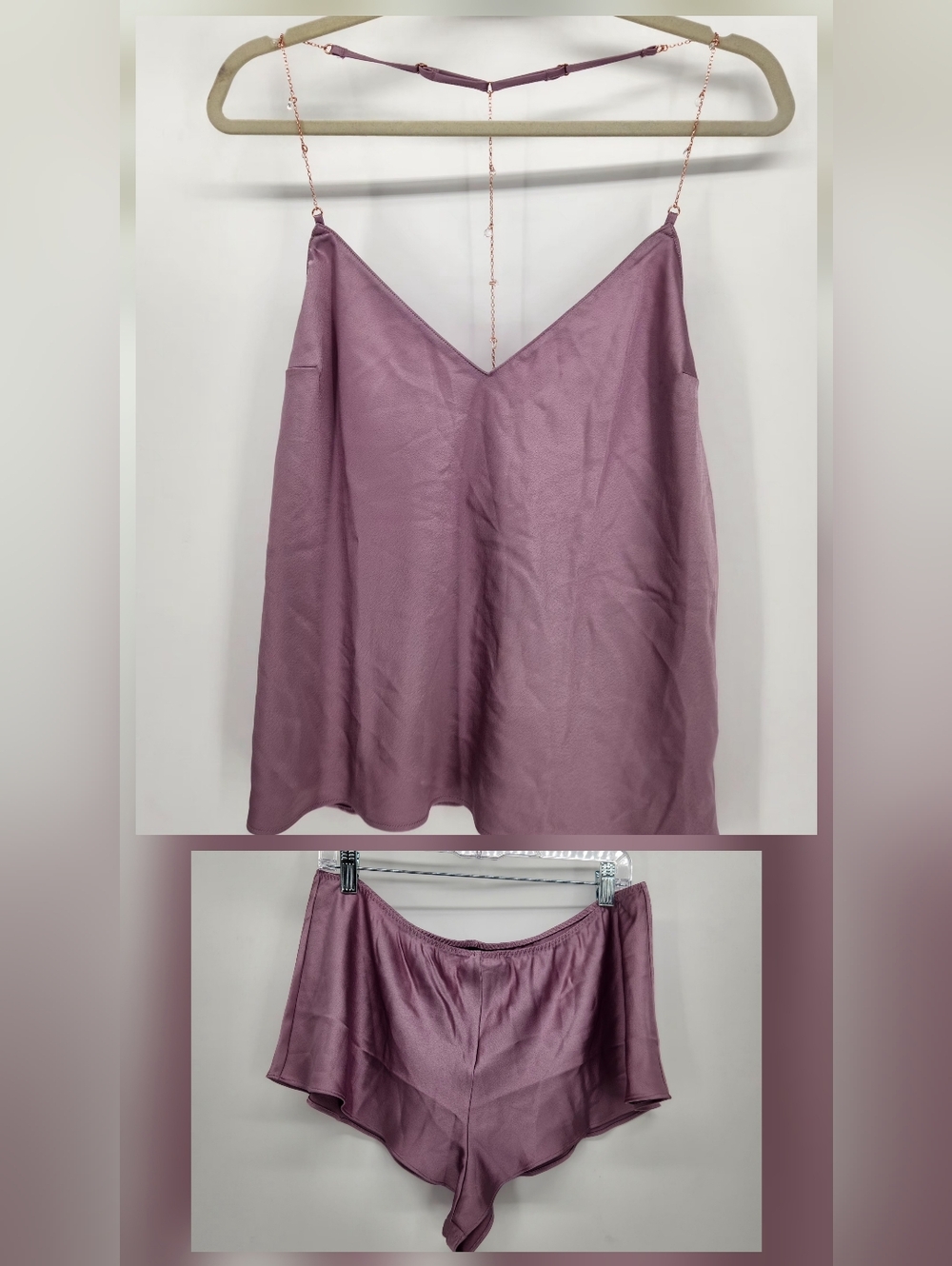 Victoria's Secret Satin Open-Back Cami Top and Mini Shorts Set Size L